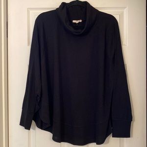 Le Lis Black Cowl Neck Bat Wing rounded bottom sweater EUC